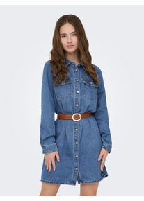 Jeanskleid Only "ONLLISA L/S DNM DRESS GUA NOOS", Damen, Gr. S, N-Gr, blau (medium blau denim), Denim/Jeans, Obermaterial: 90% Baumwolle, 10% Viskose, unifarben, Kleider Jeanskleid