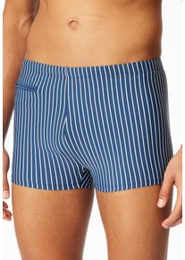 Badepants Schiesser "Aqua", Herren, Gr. 5, N-Gr, blau (800, blau), Single Jersey, Obermaterial: 78% Polyamid, 14% Elasthan, 8% Polyester, Badehosen Badepants, innen liegende, Bindekordel am Bund
