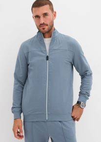 bonprix Sweatjacke aus weichem Baumwollmix, blau, Gr.48/50 (M), Schicke Sweatjacke im Regular Fit mit Stehkragen, markantem Zipper und praktischen Seitentaschen, 95% Baumwolle