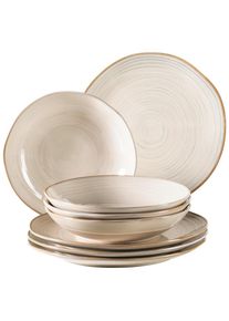 M&auml;ser M&auml;ser Tafelservice, Beige, Keramik, 8-teilig, handbemalt, Geschirr, Geschirrsets, Tafelservice