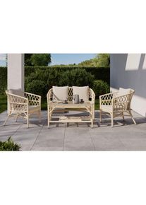 Ambia Garden Loungegarnitur, Naturfarben, Holz, Rattan, 62x121x98 cm, Gartenm&ouml;bel, Loungem&ouml;bel, Loungegarnituren