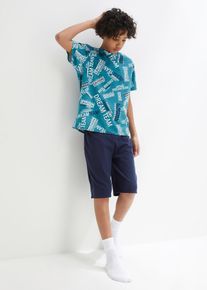 Kort pyjamas av ren bomull - petrol - storlek 176/182 - bonprix