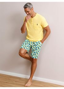 Heren shortama in citroen/turquoise bedrukt ,maat 44/46, Witt, 100% Katoen