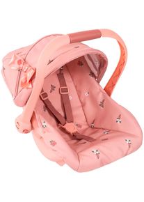 BAYER, Puppen Autositz &raquo;rosa/goldfarben Schleife&laquo; mit Dach, Blumen altrosa,