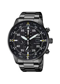 Citizen, Herren, Chronograph Armbanduhr, Herrenuhr, Solar, Stoppfunktion, Edelstahlarmband, schwarz, Sch&ouml;ner Herrenchronograph