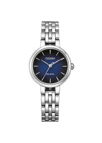 Citizen, Damen, Solaruhr Armbanduhr, Damenuhr, Edelstahlarmband, Saphirglas, silberfarben-dunkelblau, Zeitlos sch&ouml;ne Damenarmbanduhr