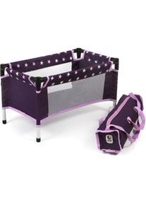 Bayer Chic 2000 CHIC2000, Puppenbett &raquo;Puppen-Reisebett&laquo; mit Stoff-Tragetasche, Stars Lila,