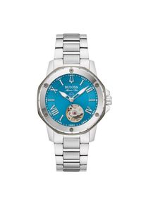 Bulova, Damen, Automatikuhr &raquo;Marine Star Automatic&laquo; Armbanduhr, Damenuhr, bis 10 bar wasserdicht, Saphirglas, silberfarben-blau, Aparte 