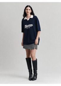 Mansour T-shirt 'Jacquard Knitted Polo Navy' bleu taille XS