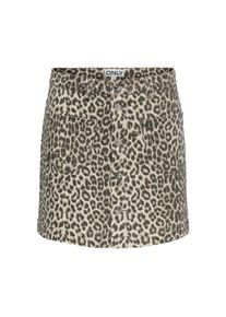 Only, Damen, Minirock &raquo;ONLAMAZING HW LEO SKIRT PNT&laquo; Baumwollmischung, High Waist, Cloud Dancer AOP:BLACK LEO, S, Minirock von Only