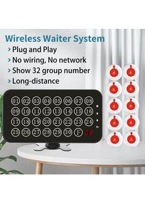 Ycall Wireless Calling System, Pager Call System, Wireless Table Call System for Restaurant Pack of 1 Display and 10 Table Bells