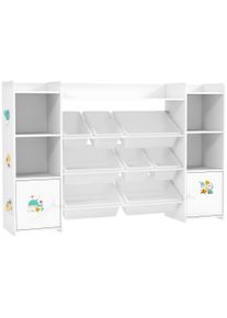 AIYAPLAY Children's Storage Furniture, Kids' Toy Storage Shelf with 8 Removable Bins, 140 x 30 x 90 cm, White | Aosom Ireland
