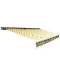 Elektrische Kassetten-Markise T123, Vollkassette Volant 4,5x3m ~ Acryl Gelb/Wei&szlig;