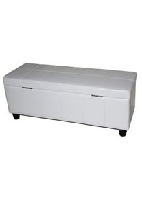 Aufbewahrungs-Truhe Sitzbank Kriens, Leder + Kunstleder, 112x45x45cm MVG-zertifiziert ~ wei&szlig;