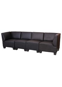 Modular 4-Sitzer Sofa Couch Lyon, Kunstleder ~ schwarz, hohe Armlehnen