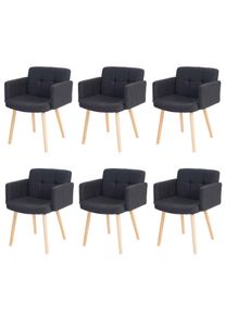 6er-Set Esszimmerstuhl Orlando II, Stuhl K&uuml;chenstuhl, Retro-Design ~ Textil, dunkelgrau