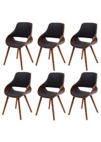6er-Set Esszimmerstuhl HWC-D23, K&uuml;chenstuhl Stuhl, Retro-Design ~ Kunstleder schwarz