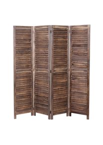 Paravent HWC-C30, Raumteiler Trennwand Sichtschutz, Shabby-Look Vintage, 170x160cm ~ braun