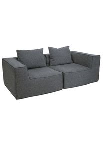 2er-Sofa/Zubeh&ouml;r f&uuml;r Sofa HWC-O54, Couch 2-Sitzer Loungesofa, modular Stoff/Textil (300g/m&sup2;) 63x194x97cm ~ dunkelgrau