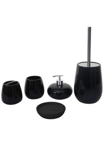 5-teiliges Badset HWC-C72, WC-Garnitur Badezimmerset Badaccessoires, Keramik ~ schwarz
