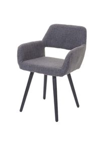 Esszimmerstuhl HWC-A50 II, Stuhl K&uuml;chenstuhl, Retro 50er Jahre Design ~ Textil, grau, dunkle Beine