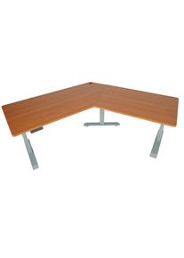 Schreibtisch HWC-D40, Computertisch, 120&deg; elektrisch h&ouml;henverstellbar ~ natur, grau
