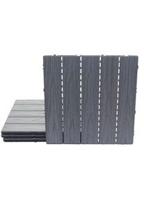 WPC Bodenfliese HWC-E21, Holzoptik Balkon/Terrasse, 3D-Struktur linear beschichtet-grau ~ 4x je 50x50cm = 1qm