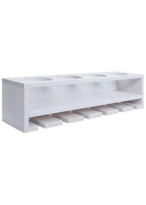 Weinregal HWC-P21, Glas-/Flaschenhalter Wandbar Regal f&uuml;r 4 Flaschen/6 Gl&auml;ser Holz FSC&reg;-zertifiziert 12x48x12cm ~ wei&szlig;