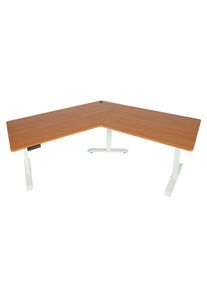 Schreibtisch HWC-D40, Computertisch, 120&deg; elektrisch h&ouml;henverstellbar ~ natur, wei&szlig;