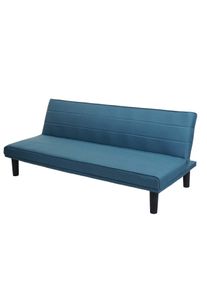 Schlafsofa HWC-J17, Couch Klappsofa G&auml;stebett Bettsofa, Schlaffunktion Stoff/Textil 165cm ~ t&uuml;rkis-blau