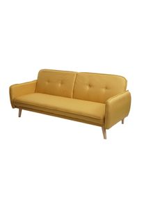 Schlafsofa HWC-J18, Couch Klappsofa G&auml;stebett Bettsofa, Schlaffunktion Stoff/Textil 185cm ~ gelb
