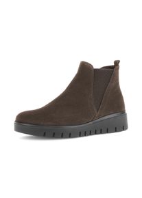 Chelseaboots Gabor "DAVOS", Damen, Gr. 36, w&auml;rmend, braun (dunkelbraun), Elastischer Einsatz, Veloursleder, unifarben, Basic, Schuhe Chelseaboots, Keilboots, Ankleboots in Komfortweite H (= sehr weit)