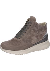 Waldl&auml;ufer Schn&uuml;rboots WALDL&Auml;UFER "K-JANKA", Damen, Gr. 7,5 (41), Leder Textil, braun (taupe, grau), Nappaleder, Nubukleder, Textil, Veloursleder, Glitzer, Schuhe Schn&uuml;rboots, Schn&uuml;rstiefelette, Bequemschuh, Glitter an der Ferse, K-Weite