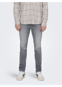 Only & Sons Slim-fit-Jeans ONLY & SONS "ONSLOOM SLIM LBD 8263 AZG DNM NOOS", Herren, Gr. 32, L&auml;nge 34, blau (light grau denim), Denim/Jeans, Obermaterial: 98% Baumwolle, 2% Elasthan, Abriebeffekte, schmal kn&ouml;chellang, Jeans Slim-fit-Jeans