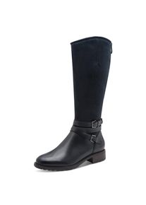 Stiefel Tamaris, Damen, Gr. 36, Normalschaft, navy, Leder, Lederimitat, Textil, Veloursleder, unifarben, Schuhe Stiefel, Blockabsatz, Langschaftstiefel mit Touch it-Ausstattung