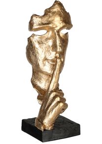 Dekofigur CASABLANCA BY GILDE "Skulptur Silence, gold/schwarz", gold (goldfarben, schwarz), B:13cm H:39cm T:13cm, Polyresin, Dekofiguren, Dekofigur, Dekoobjekt, H&ouml;he 39 cm, mit Spruchanh&auml;nger, Wohnzimmer