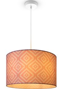 Paco Home Pendelleuchte "Hugo Stella", wei&szlig;, &Oslash; 45,5cm H: 27cm, Leuchten, Pendelleuchte Wohnzimmer Lampenschirm Stoff Rund Retro Vintage Textil, Pendelleuchte