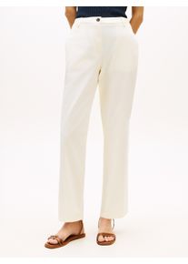Chinohose Tommy Hilfiger "CO GMD SLIM STRAIGHT CHINO", Damen, Gr. 46, N-Gr, beige (calico), Web, Obermaterial: 65% Baumwolle, 33% Lyocell, 2% Elasthan, unifarben, straight fit lang, Hosen Chinohose, mit mittlerer Leibh&ouml;he