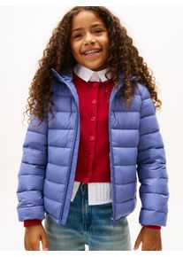 Steppjacke Tommy Hilfiger "U LIGHT DOWN HOODED JACKET", M&auml;dchen, Gr. 80, soft sapphire, Web, Obermaterial: 100% Polyamid, unifarben, regular fit normal, Rundhals, eingesetzt elastischer Bund, Jacken Steppjacke, Kinder bis 16 Jahre