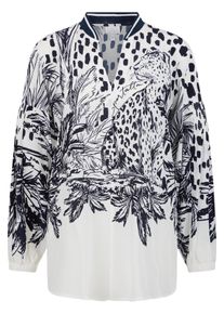 Longbluse Sportalm KITZB&Uuml;HEL, Damen, Gr. 44, schwarz depths, Web, Obermaterial: 100% Viskose, gemustert, regular fit h&uuml;ftbedeckend, V-Ausschnitt, eingesetzt elastischer Bund, Blusen Longbluse, Regular fit mit V-Ausschnitt