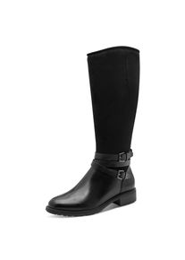 Stiefel Tamaris, Damen, Gr. 36, Normalschaft, schwarz, Leder, Lederimitat, Textil, Veloursleder, unifarben, Schuhe Stiefel, Blockabsatz, Langschaftstiefel mit Touch it-Ausstattung