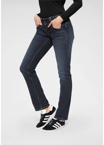 Straight-Jeans Pepe Jeans "GEN", Damen, Gr. 32, L&auml;nge 30, blau (h06 stretch ultra schwarz), Web, Obermaterial: 84% Baumwolle, 14% Polyester, 2% Elasthan, slim fit lang, Jeans Straight-Jeans, in Baumwoll-Qualt&auml;t mit geradem Bein und Doppel-Knopf-Bund