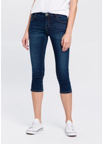 Caprijeans Arizona "Ultra-Stretch", Damen, Gr. 42, N-Gr, blau (dunkelblau us), Denim/Jeans, Obermaterial: 74% Baumwolle, 24% Polyester, 2% Elasthan, Basic, skinny fit 3/4-L&auml;nge, Jeans Caprijeans, extra-enger Schnitt, modischer Beinabschluss mit Schlitz, Topseller