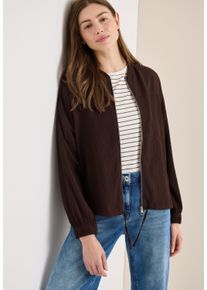 Langarmbluse Cecil, Damen, Gr. XL (44), braun (macchiato braun), Web, Obermaterial: 60% Viskose, 39% Polyester, 1% Elasthan, unifarben, l&auml;ssig geschnitten h&uuml;ftbedeckend, Rundhals, elastischer Bund, Blusen Langarmbluse, Blouson mit Seersucker Struktur