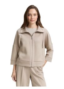 Sweatjacke Tom Tailor "Boxy", Damen, Gr. XS, soft taupe grau, Sweatware, Obermaterial: 51% Polyester, 42% Viskose, 7% Elasthan, unifarben, regular fit normal, ohne Ausschnitt, B&uuml;ndchen, Sweatjacken Sweatjacke, mit Taschen, Topseller