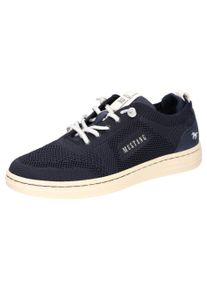 Slip-On Sneaker Mustang Shoes, Damen, Gr. 42, blau (dunkelblau), Lederimitat, Textil, Schuhe Slip-On Sneaker, Slipper, Sommerschuh mit Strickb&uuml;ndchen