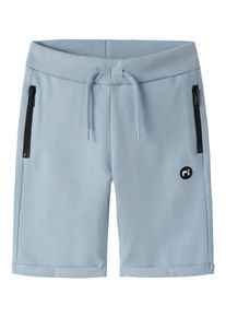 Sweatshorts name it "NKMVIMO SWE SHORTS BRU NOOS", Jungen, Gr. 98, N-Gr, blau fog, Sweatware, Obermaterial: 60% Baumwolle, 40% Polyester, unifarben, regular fit kurz, Hosen Sweatshorts, Baumwollmischung, Umschlagsaum, Rei&szlig;verschlusstaschen