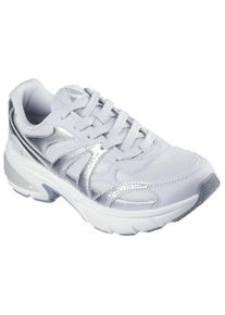 Sneaker Skechers "Skechers SHADOW", Damen, Gr. 37, grau (grau, silberfarben), Lederimitat, Textil, metallic, schimmernd, Schuhe Sneaker, Retro Sneaker, Plateausneaker, Schn&uuml;rschuh mit Memory Foam