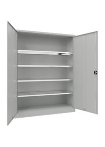 eurokraft pro Stalen kast met vleugeldeuren, 4 legborden, breedte 1500 mm, H x B x D 1950 x 1500 x 400 mm, lichtgrijs