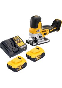 Dewalt, Stichs&auml;ge, DCS 335 P2 Akku Stichs&auml;ge 18 V 135 mm Brushless + 2x Akku 5,0 Ah + Ladeger&auml;t